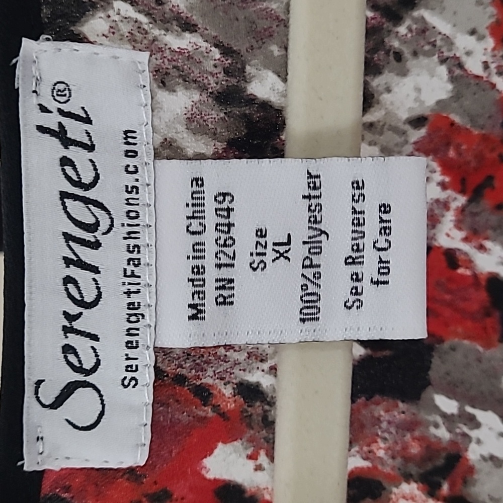 SERENGETI Silky Abstract Pattern Long Sleeve Pull-Over Blouse Size XL - Picture 3 of 7